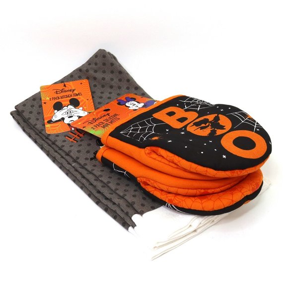 Disney Mickey Mouse Halloween Kitchen Towels Mitts New - Picture 2 of 7